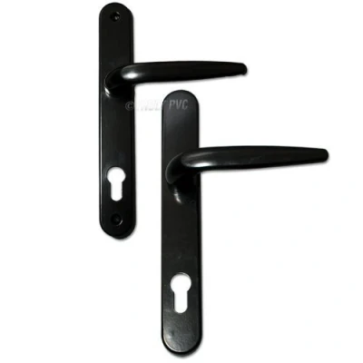 Image of Pair of Trojan Sparta 92PZ Long backplate Black Powder Coated Sprung Lever/Lever uPVC Door Handle Set