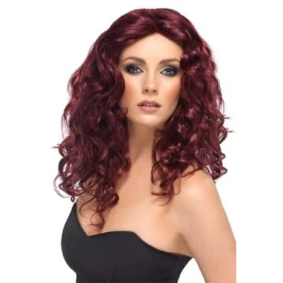 Image of Smiffy&#039;s Glamour Wig with Curls (Long, Burgundy)