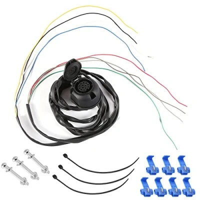 Image of SPARKMOTO 13 Pin Pre wired Trailer Socket,12V 13Pin Towing Socket With 2M 8core Cable Waterproof Gasket Fixing Bolts Kit,TowBar Caravan Adapter Connector(B)