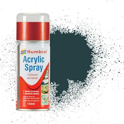 Image of Humbrol Modellers Spray Paint AD6067 No 67 Tank Grey 150ml Model Paints for Plastic Kits, Fast Drying Modelling Crafting Surfaces Including Plastic, Fabric, Glass, Wood &amp; Metal Models