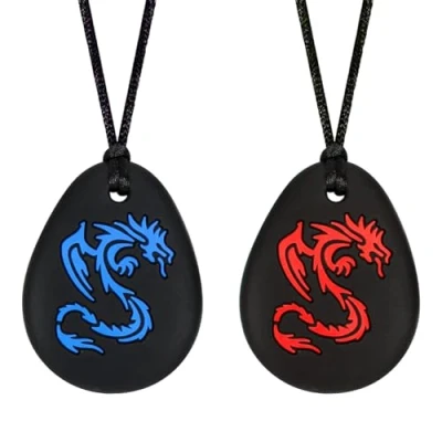 Image of CLDY 2 PCS Sensory chew Necklace, Toys for Autistic ADHD Biting Needs Children, Silicone Necklace Made from Food Grade Safety, Oral Motor Chewy Teether Boys Girls