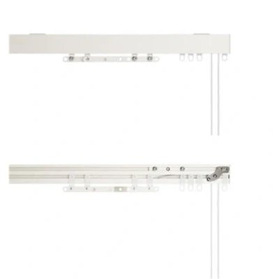 Image of Aluminium Bendable CONTOUR Corded Curtain Track Set with Overlap Arms 175cm White