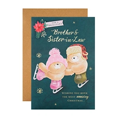 Image of Hallmark Christmas Card for Brother and Sister in Law Cute Forever Friends Design