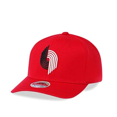 Image of Mitchell &amp; Ness Portland Trail Blazers Team Ground Red Line Solid Flex Snapback Cap