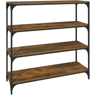 Image of vidaXL Book Cabinet Smoked Oak 100x33x100 cm Engineered Wood and Steel
