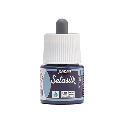 Image of PEBEO Setasilk Navy Blue 45 ml bottle Silk paint Pipette cap