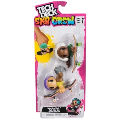 Image of Tech Deck Sk8 Crew, 2 Pack Exclusive Fingerboards with Assistive Figures, Collectible and Customisable Mini Skateboards, Kids’ Toys for Ages 5 up (Styles May Vary)