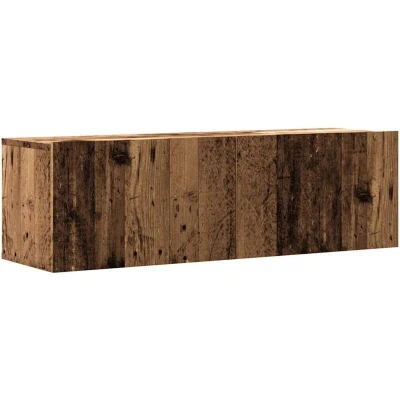 Image of vidaXL Wall Mounted TV Cabinet Floating Stand Old Wood Engineered 100x30x30 cm Living Room Storage Unit with 2 Doors