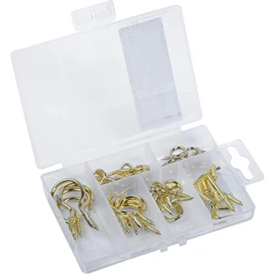 Image of Connex Screw hook assortment 42 pieces various hooks in a set pre sorted practical plastic box universal use/hook set/assortment / DP8500104