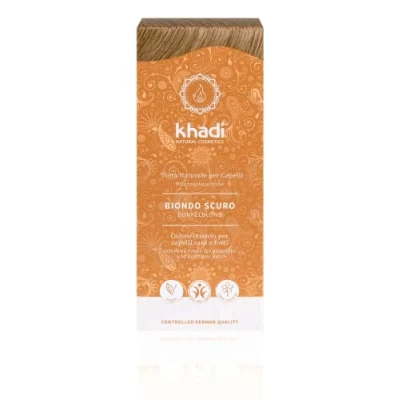Image of khadi dark BLOND plant hair color, dye for matt, medium ash blonde to rich without reddish reflections, 100% based, natural &amp; vegan, certified cosmetics 100g