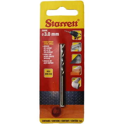 Image of Starrett Split Point Drill Bits HSS High Speed Steel 3x61mm KBAR030 Twist Bit For Cast Iron Wood Soft Materials