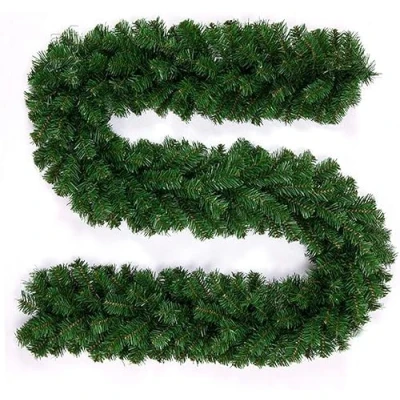 Image of 9FT Green Garland Christmas for DIY Decoration Artificial Pine Indoor Outdoor Xmas Tree Stairs Fireplaces Garden Decor