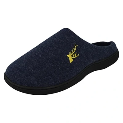 Image of Spot On Mens Rosebank Casual Slippers Danny Navy Textile UK Size 11 12 EU 45 46 US 13