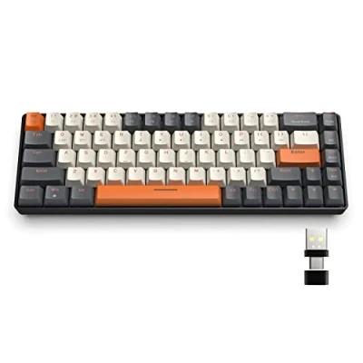 Image of YINDIAO K68 60% Wireless Mechanical Gaming Keyboard,Bluetooth 5.0/2.4Ghz,Dual mode 2 in 1 USB C Receiver,Hot Swappable,68 Keys Compact US Layout,Power Saving,Red Switch,for PC,Mac (Twilight)