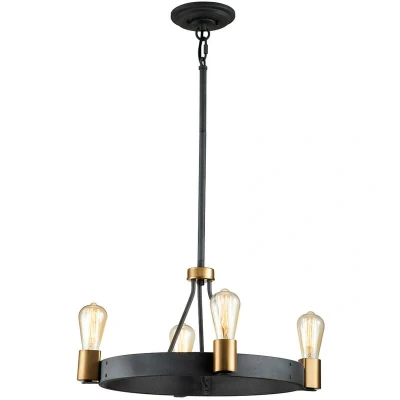 Image of Hinkley Silas Cylindrical Pendant Ceiling Light Aged Zinc &amp; Heritage Brass
