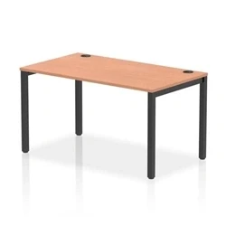 Image of Impulse Bench Single Row 1400 Black Frame Office Desk Beech