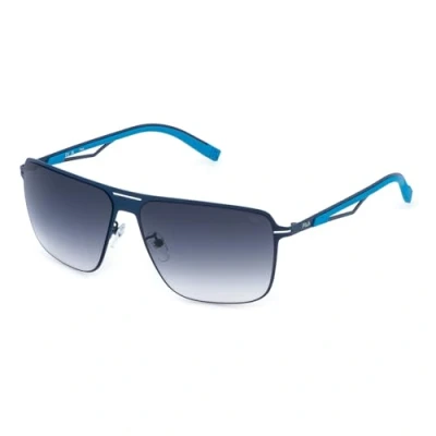 Image of Fila Man SFI898 01HL Sunglasses Metal Blue Squared Normal Shaded