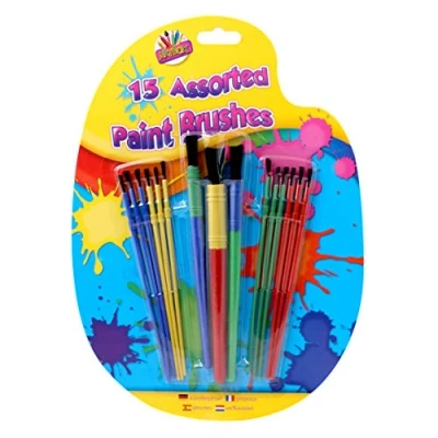 Image of THE ART BOXARTBOX Plastic Paint Brush Assorted Colour (Pack of 15)