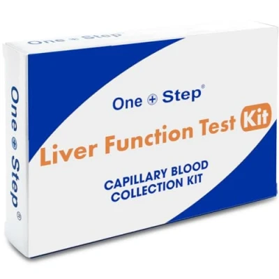 Image of One Step: Liver Function Blood Test Kit at Home Health Screening with Lab Analysis &amp; Report Tests ALT, AST, Bilirubin, Albumin, GGT, Total Protein Easy Sample Collection