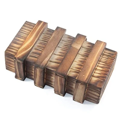 Image of Wooden Magic Puzzle Box for Adults Brain Teaser with Hidden Secret Compartments Hard Money Gift Medifier Puzzling Boxes Teens Difficult Intelligent Challenge