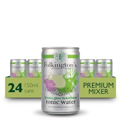 Image of Folkington&#039;s Tonic Water, English Garden, 24 Cans, Mix with Gin Botanicals, Artisan Botanical Mixer, x 150 ml