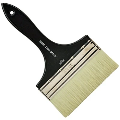 Image of Liquitex 1300706 Professional Freestyle Large Scale Brush, Broad Flat/Varnish 6 inch, Short Handle, Beige