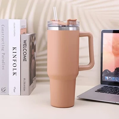 Image of 40OZ Tumbler with Straw Lid and Handle Double Wall Vacuum Insulated Travel Mug Stainless Steel Water Bottle Coffee Travel, BPA Free