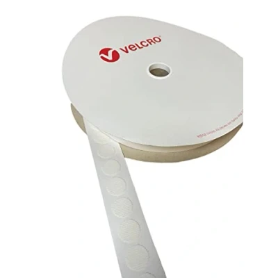 Image of Velcro® Brand White Stick On Coins Choice of Hook &amp; Loop 22mm, Sticky Dots Double Sided Adhesive Pads, Coins, Strong (Hook, 10 Coins)