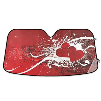 Image of Car Windscreen Sun Shade Love Day Hearts Keep Vehicle Cool Window Covers With Suction Cups Windshield Sunshade Universal For Auto Sedan Suv S