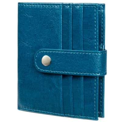 Image of JEEBURYEE Womens Wallet Small Leather Credit Card Holder RFID Blocking Ladies Slim Minimalist Bifold with Zipper Coin Pocket Peacock Blue