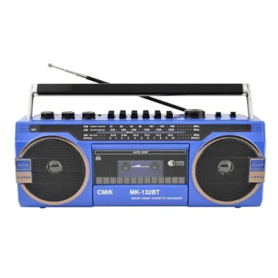 Image of WHIPIN Portable Boombox CD Tape Player,Cassette Player Radio,Classic 80s Style Retro Bluetooth Cassette Recorder and AM/FM Radio Speaker,Cassette for Family Gathering Travel (Color : Blue)