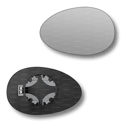 Image of Less4spares Replacement Wing Mirror Glass Right Compatible with Mini Hatchback 2001 2006 CLIP ON Driver Off side Heated Convex
