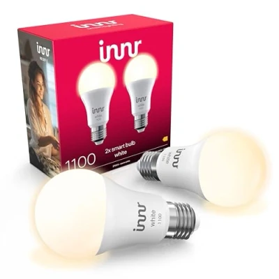Image of Innr Zigbee E27 Smart Bulb, LED Light Bulbs Warm White, Works with Hue*, Amazon Echo 4th Gen., Alexa (Bridge Required), Screw 1150 Lumen, Dimmable, 2 Pack