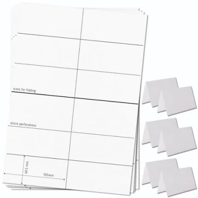 Image of OfficeGear Tent Cards Table Place 330 Pack of Perforated Printable Folding Name for Conferences and Wedding Events 49.5mm x 105mm When Folded 6 per A4 Sheet 55 Sheets