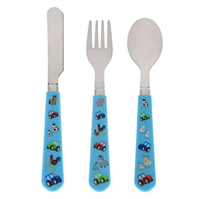 Image of lesser and pavey LP49053 Little Stars Cutlery Set Farm design of 3 Cuttlery, Multicolour