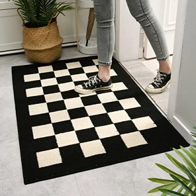 Image of Indoor Door Mat Front Rug, 80x100cm Non Slip Absorbent Mud Trapper Entrance Rug Floor Mats, Machine Washable Low Profile Inside Entry (B)