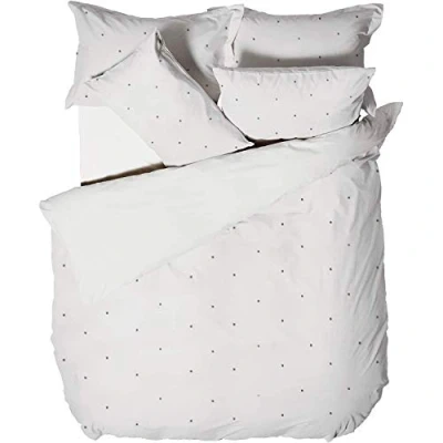 Image of The Linen Yard Strand Duvet Cover Set White Cotton Size King