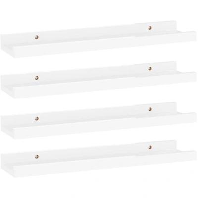 Image of vidaXL Wall Shelves 4 pcs High Gloss White 40x9x3 cm