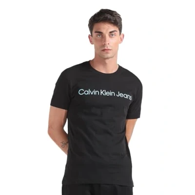 Image of Calvin Klein Jeans Men Short Sleeve T Shirt Institutional Logo Slim Fit, Black (Ck Black), XXS