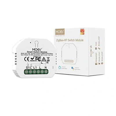 Image of MOES Mini DIY Tuya Zigbee Smart Light Switch Module, Hub Required, Wireless Control, Voice Assistant Integration, Easy Installation with Neutral Line, 1 Gang