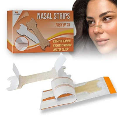 Image of Anti Snoring Nasal Strips Pack of 75 Large Size Nose For Women &amp; Men May Reduce Snoring, Supports Congestion Relief Flexible Skin Safe Adhesive, Leaves No Glue by Mobi Lock