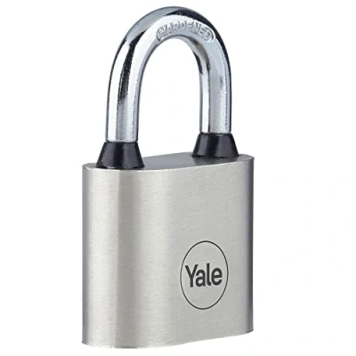 Image of Yale Y112/30/121/1 Iron Disc Padlock 30mm Nickel Plated Hardened Steel Shackle Extreme Corrosion Resistance for Outdoor use
