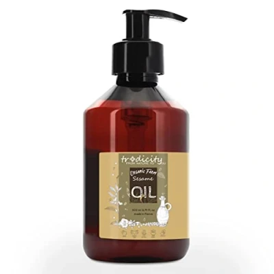 Image of Certified Organic Cold Pressed Premium Vegetable Sesame Seed Oil 100% Pure. Food Grade. Non GMO. Vegan. BIO for Cooking, Dressing, Massage, Pulling, Skin &amp; Hair Care 500 ml