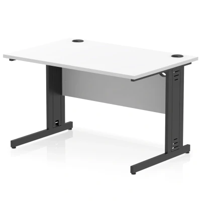 Image of Impulse 1200x800mm Straight Desk White Top Black Cable Managed Leg