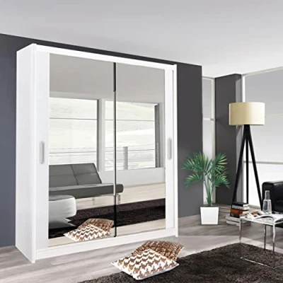 Image of 2&amp;3 Door Sliding Mirror Wardrobe In 4 Color and 6 Size (White, 150CM)