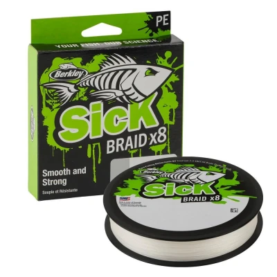 Image of Berkley Sick Braid 8 Way Braided Fishing Line, 150 m for Freshwater or Saltwater Sea White Black (White, 0.12 mm 11.2 kg)
