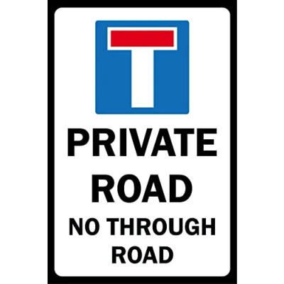 Image of Private road no through Safety sign 1mm Plastic (400mm x 300mm)