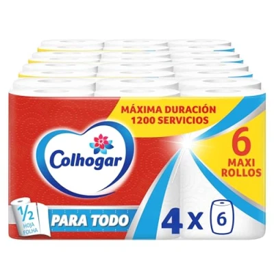 Image of Colhogar Paratodo Rolls x 24 for Kitchen Versatile and Absorbent = 72 (4 6 Rolls)