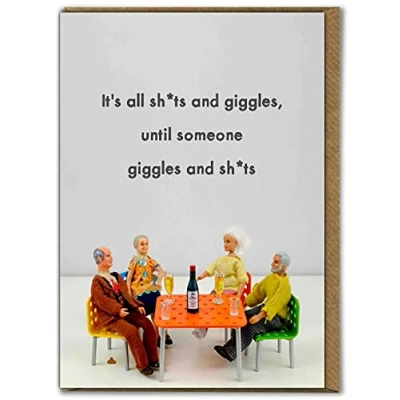 Image of Bold &amp; Bright Funny Birthday Card &#039;Shits And Giggles&#039; Hilariously Cards Cheeky For Him Her Friends Sold by Brainbox Candy