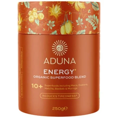 Image of Aduna Advanced Superfood Energy Blend 100% Organic Powder for Smoothies/Juices &amp; Yoghurt 250g Resealable and Recyclable Pack